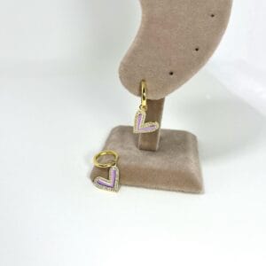 Mor Kalpli Halka Küpe (Çift)