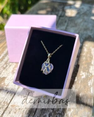 Pembe Kuvars Taşlı Kalp Kolye