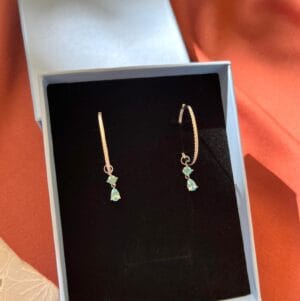 Mavi Taşlı Halka Küpe