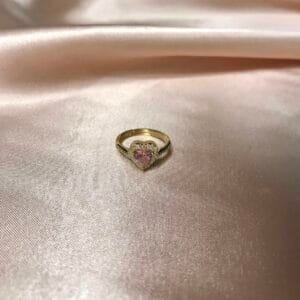 Kalp Yüzük Gold Pembe