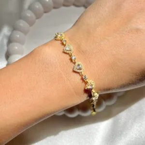 Kalpli bileklik beyaz taşlı (gold) minimal