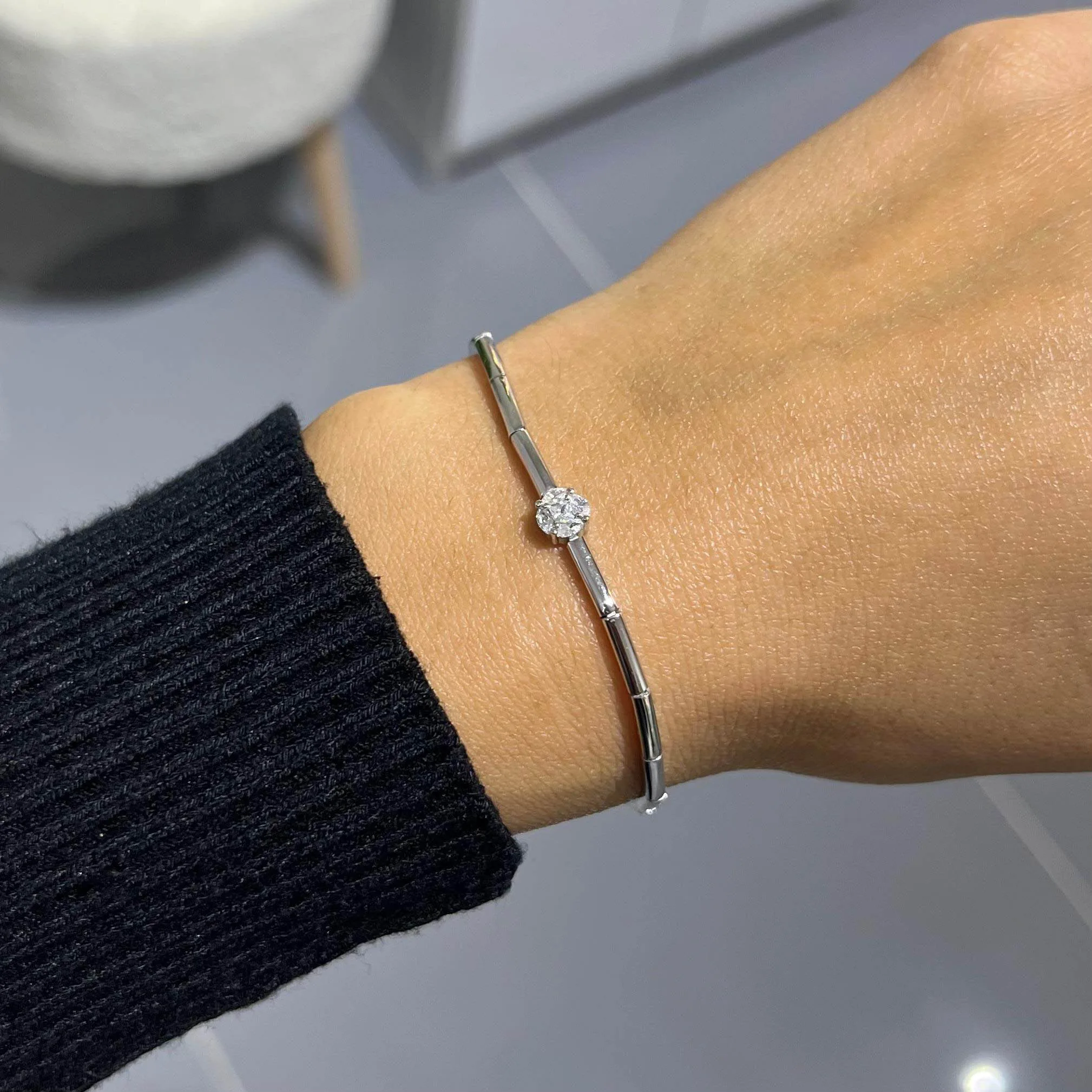 Tek taşlı bileklik (silver)