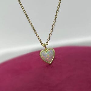Opal Kalp Kolye Minimal