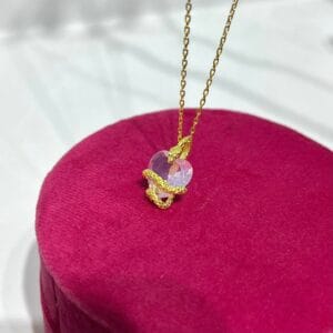 Yılan Kalp Kolye Pembe