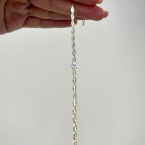 Tek Taşlı Bileklik Kalın Zincir