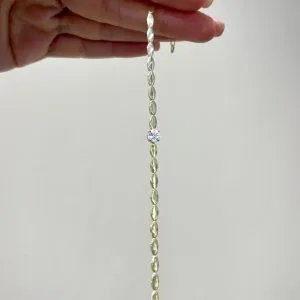 Tek Taşlı Bileklik Kalın Zincir